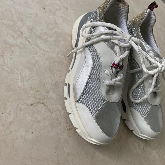 Tosca Blue Metallic Leather Mesh Sneakers - Picture 4 of 5